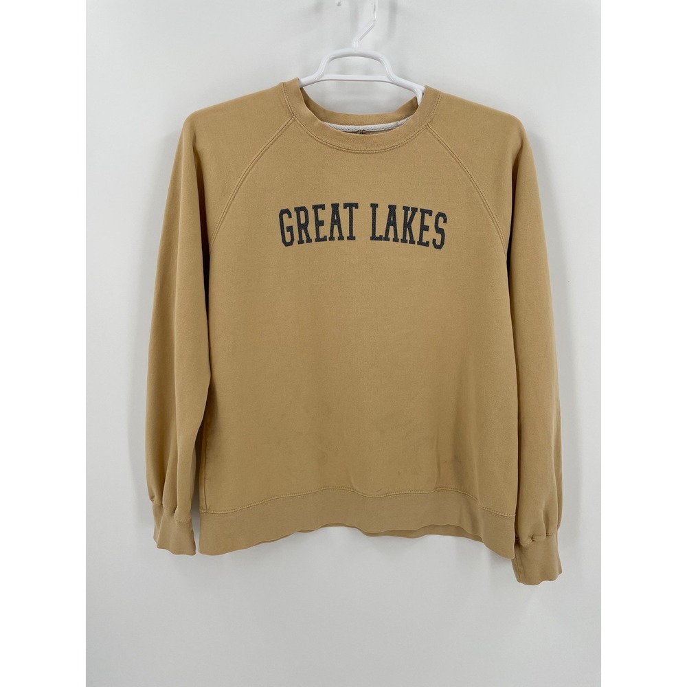 Great Lakes Crewneck Sweatshirt Medium Mustard Tan Collegiate Outdoors Pullover